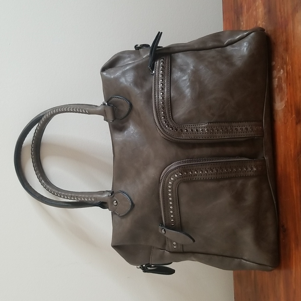 Antik Kraft Brown Faux Leather Silver Studded Bag